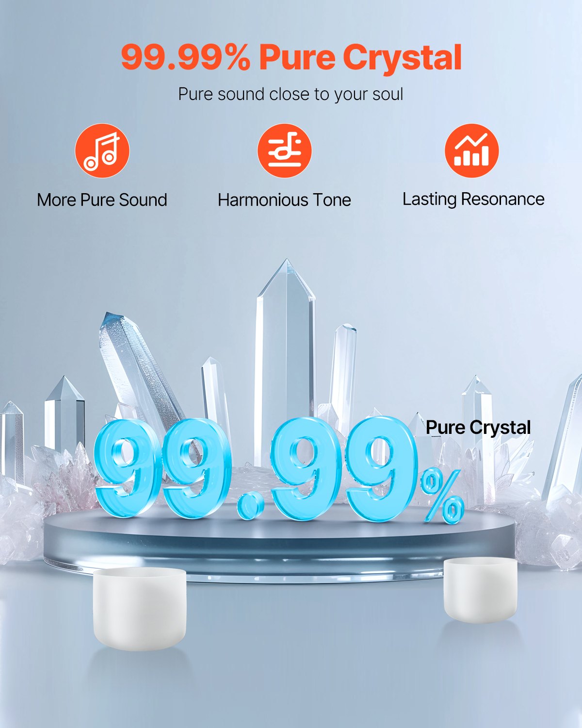 2 x Kristallklangschalen, 20,3 cm und 25,4 cm, A- und F-Noten, inkl. Tragetasche