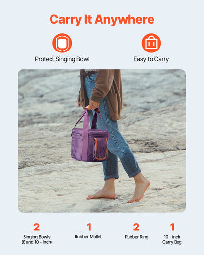 2 x Kristallklangschalen, 20,3 cm und 25,4 cm, A- und F-Noten, inkl. Tragetasche