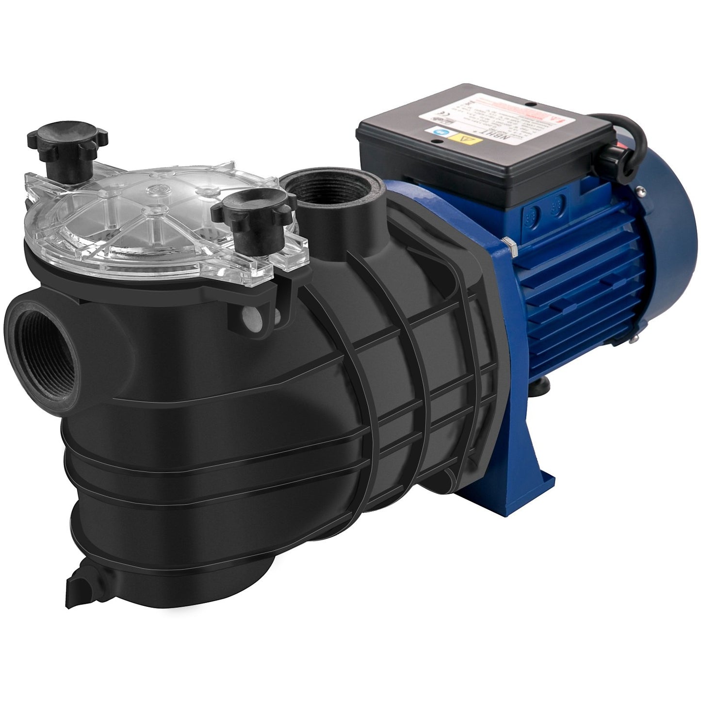 1 PS Poolpumpe, 15000 l/h 750 W Poolpumpe In-/Boden-Poolpumpe mit Siebkorb Poolpumpenmotor für sauberes Poolwasser 1,97" Einlass-/Auslass-Poolfilterpumpe mit 2 Befestigungsschläuchen