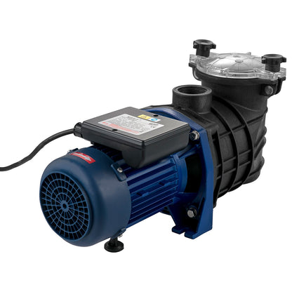 1 PS Poolpumpe, 15000 l/h 750 W Poolpumpe In-/Boden-Poolpumpe mit Siebkorb Poolpumpenmotor für sauberes Poolwasser 1,97" Einlass-/Auslass-Poolfilterpumpe mit 2 Befestigungsschläuchen