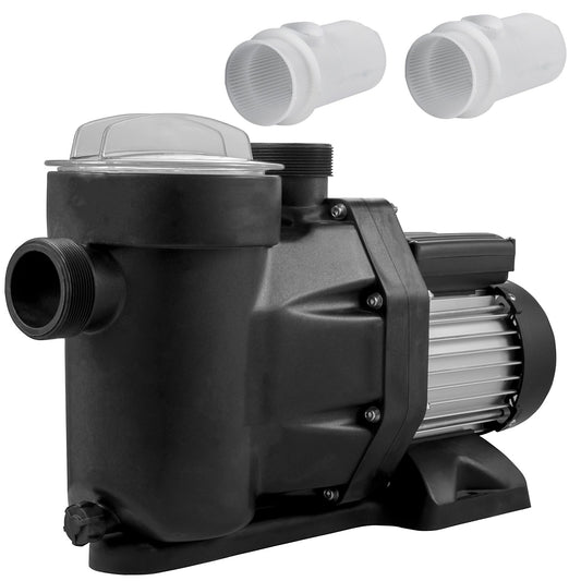1 HP Pool Pump, 19200 L/h 750W Pool Pump In/Ground Pool Pump with Strainer Basket Pool Pump Motor for clean pool water 1.97" Inlet/Outlet pool filter pump with 2 mounting hoses