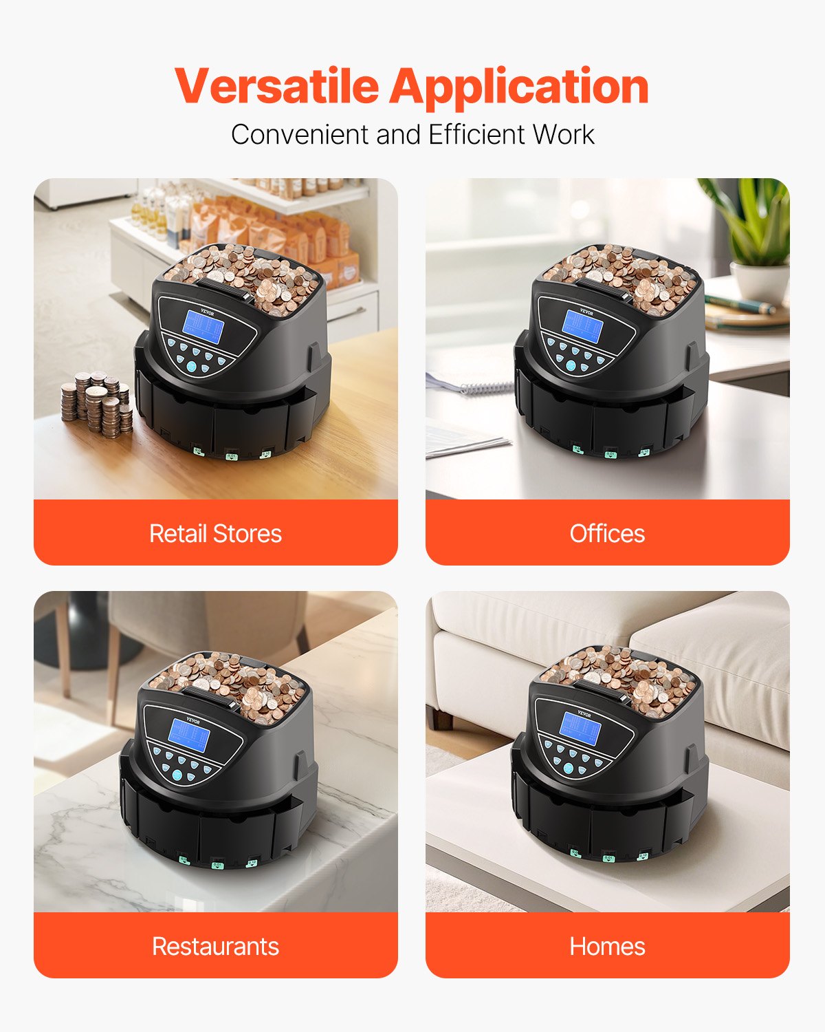 USD Coin Sorter, Coin Counter Machine for 5 Kinds of USD Coins, Coin Sorter and Wrapper Machine Holds up to 2000 Coins, Screen Display Coin Storage Included 5 Coin Tubes and Boxes