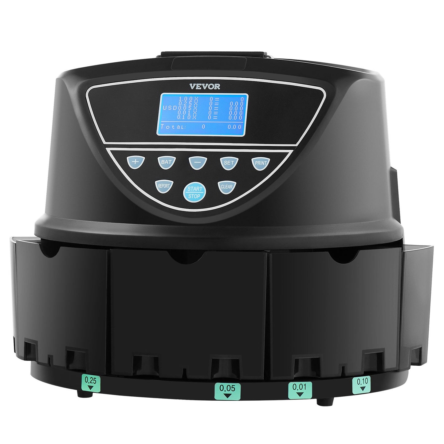 USD Coin Sorter, Coin Counter Machine for 5 Kinds of USD Coins, Coin Sorter and Wrapper Machine Holds up to 2000 Coins, Screen Display Coin Storage Included 5 Coin Tubes and Boxes