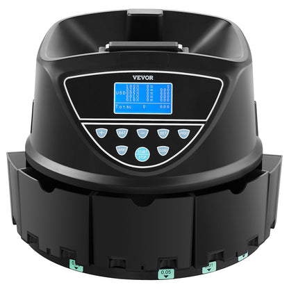 USD Coin Sorter, Coin Counter Machine for 5 Kinds of USD Coins, Coin Sorter and Wrapper Machine Holds up to 2000 Coins, Screen Display Coin Storage Included 5 Coin Tubes and Boxes