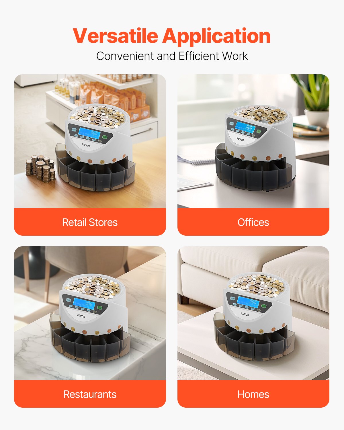 EURO Coin sorter with large LCD screen Holds up to 1500 coins 5 coin tubes