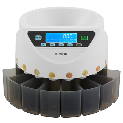 EURO Coin sorter with large LCD screen Holds up to 1500 coins 5 coin tubes