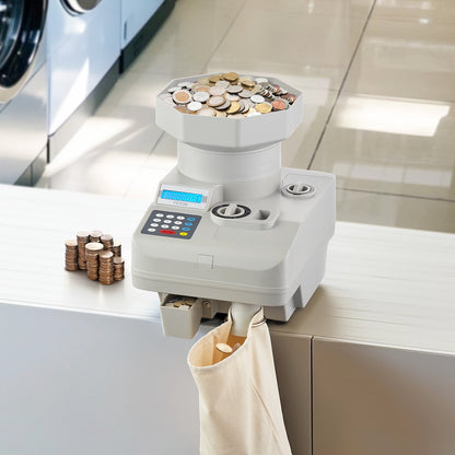 Coin Counter, Professional Coin Sorter with LED Display Holds up to 11000 Coins, Automatic Coin Sorter and Wrapper Machine for All Coins, Suitable for International Coins and Tokens