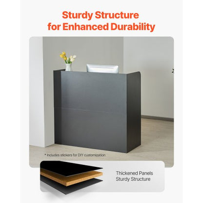 Receptionsdisk Rektangulärt Frontdiskbord 47,24 i Svart Kontorsbord