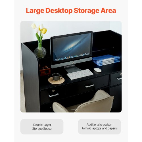 Receptionsdisk Rektangulärt Frontdiskbord 47,24 i Svart Kontorsbord