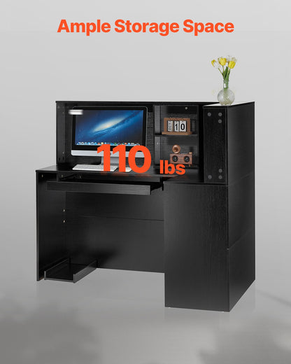 Receptionsdisk L-formad främre bänkbord 55.12 i svart kontorsbord