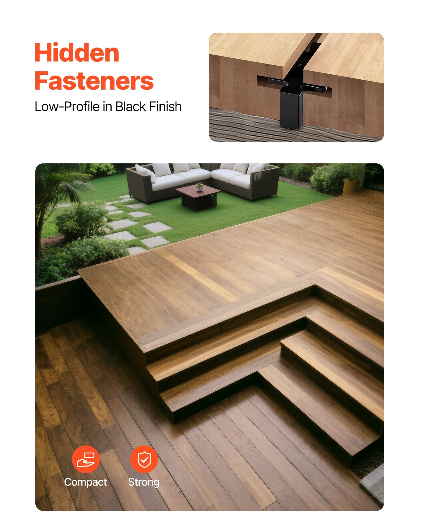 900PCS Hidden Deck Fasteners for Composite Decking Board, Universal Composite T Clips & Plastic Hidden Fasteners with Metal Screws,Polypropylene PP Clips Works with 0.26 inch Gaps, Black