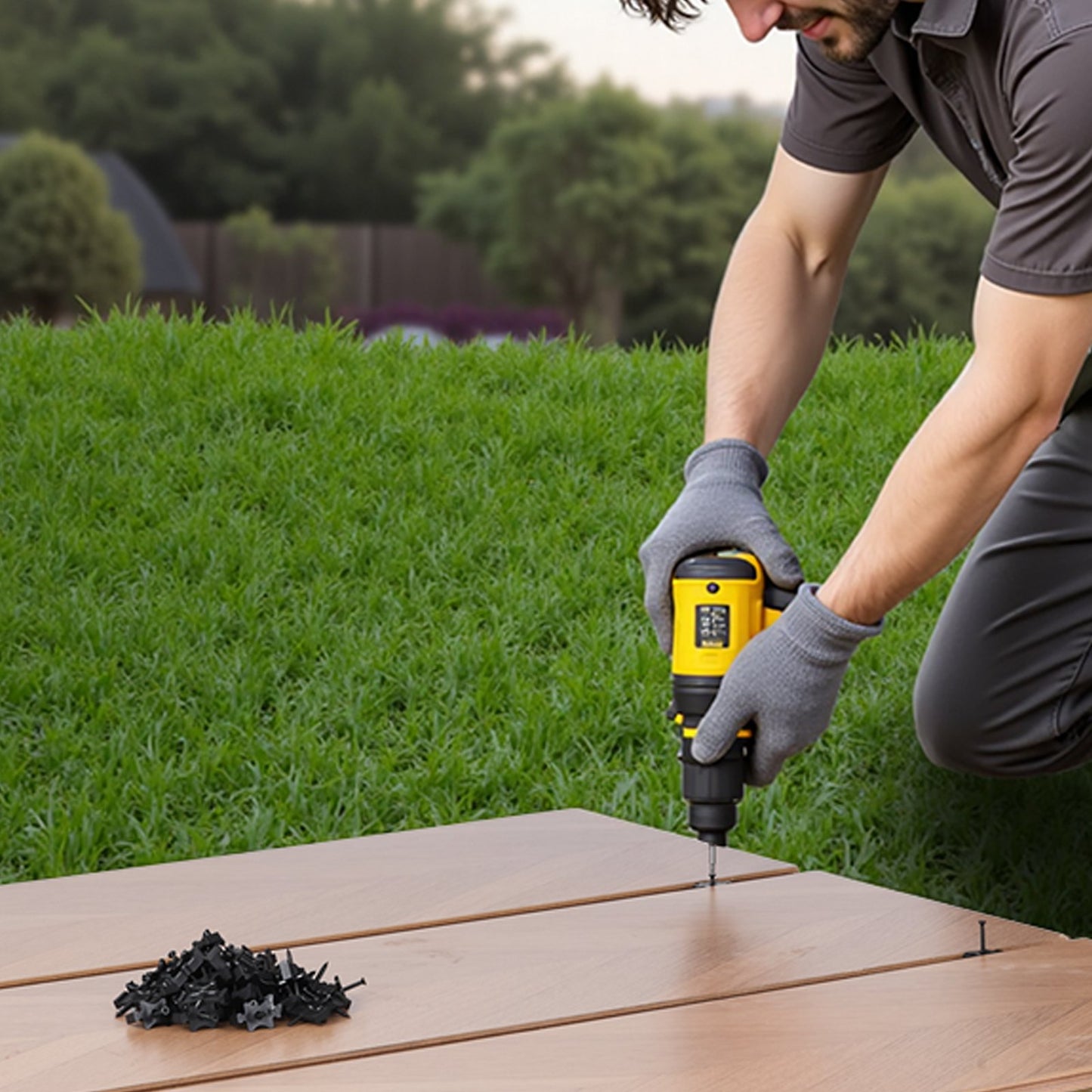 900PCS Hidden Deck Fasteners for Composite Decking Board, Universal Composite T Clips & Plastic Hidden Fasteners with Metal Screws,Polypropylene PP Clips Works with 0.26 inch Gaps, Black