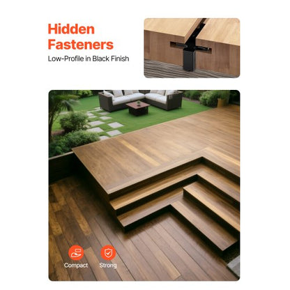 90 st dolda däckfästen för komposittrallbrädor, universella komposit-T-klämmor och dolda plastfästen med metallskruvar, polypropylen-PP-klämmor fungerar med 6,5 mm springor, svarta |  EU