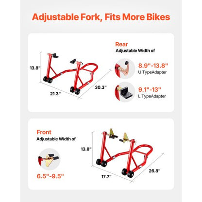 Motorrad-Hebebühne vorne und hinten, 850 lb, Spoollift, Paddock-Schwinge, Rot | EU