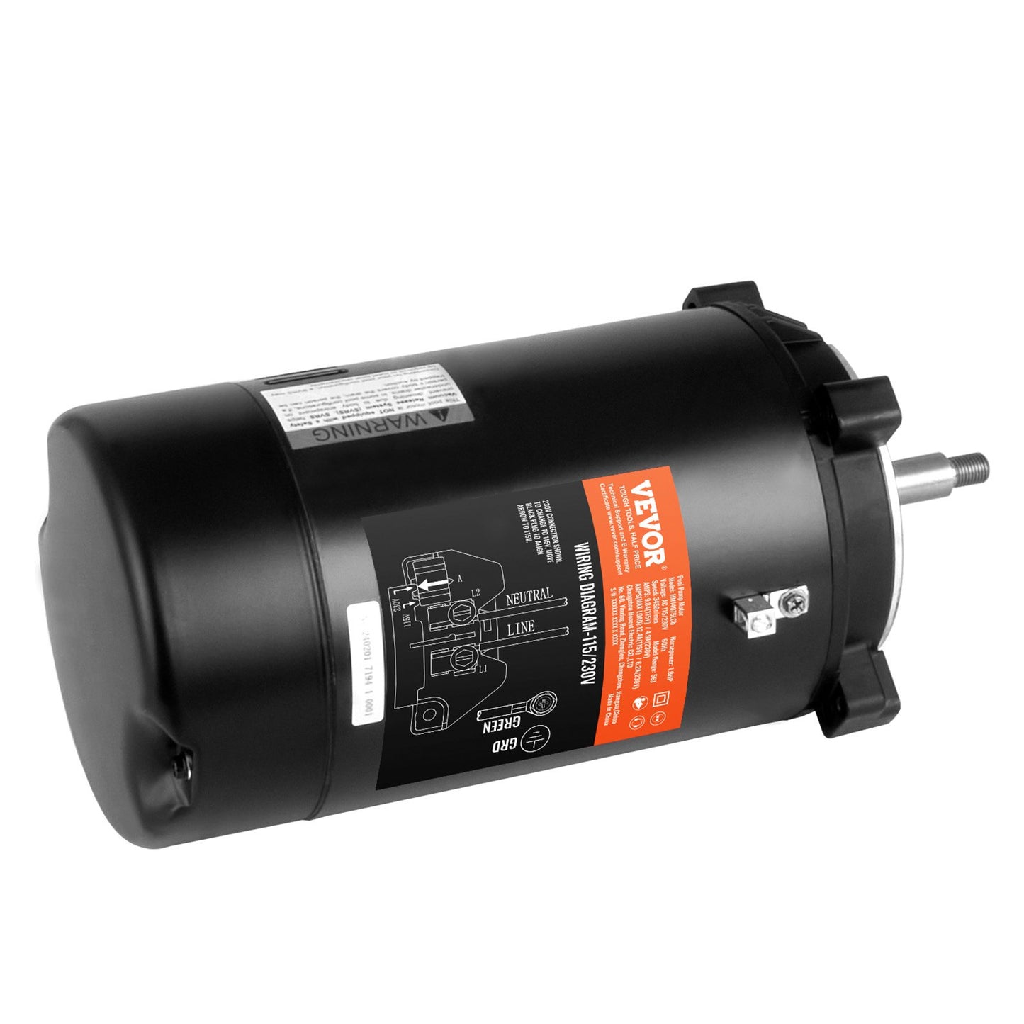 1HP Pool Pump Motor 115/230V 9,8/4,9A 56J 3450RPM 90μF/250V Kondensator