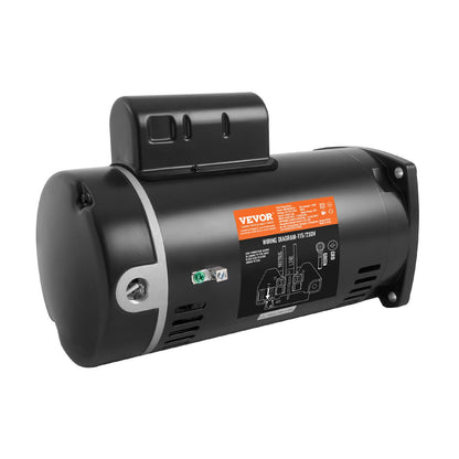 1HP poolpumpmotor 115/230V 9/4,5 ampere 56Y 3450RPM 90μF/250V kondensator