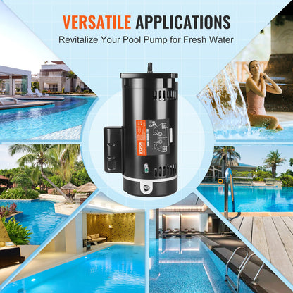 2 PS Poolpumpenmotor, 230 V, 60 Hz, 7,8 A, 56Y, 3450 U/min, 50 μF/250 V Kondensator