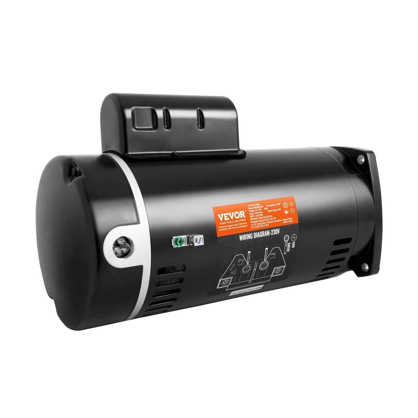 2 PS Poolpumpenmotor, 230 V, 60 Hz, 7,8 A, 56Y, 3450 U/min, 50 μF/250 V Kondensator