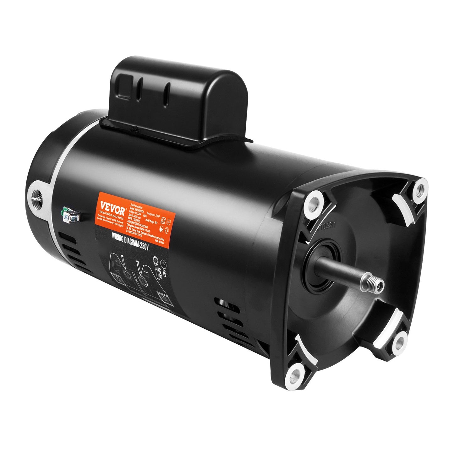 2 PS Poolpumpenmotor, 230 V, 60 Hz, 7,8 A, 56Y, 3450 U/min, 50 μF/250 V Kondensator