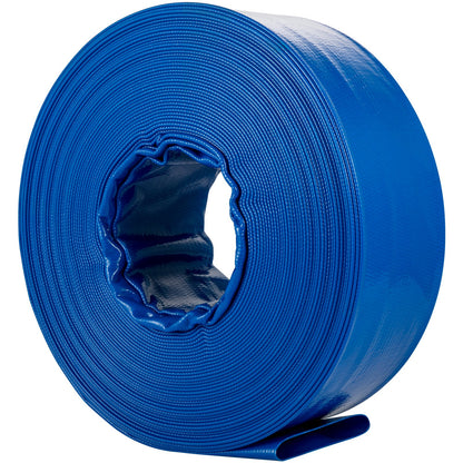 Ablaufschlauch, 1-1/2" x 105', PVC-Gewebeschlauch zum Flachlegen von Gewebe, robuster Aufrollschlauch mit Schellen, wetterfest und platzsicher, ideal für Schwimmbäder und Wassertransfer, blau