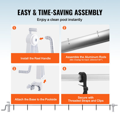 Poolskyddsrulle, solskyddsrulle i aluminium 20 fot, upprullare för poolskydd över marken, passar för 3-20 fot breda pooler