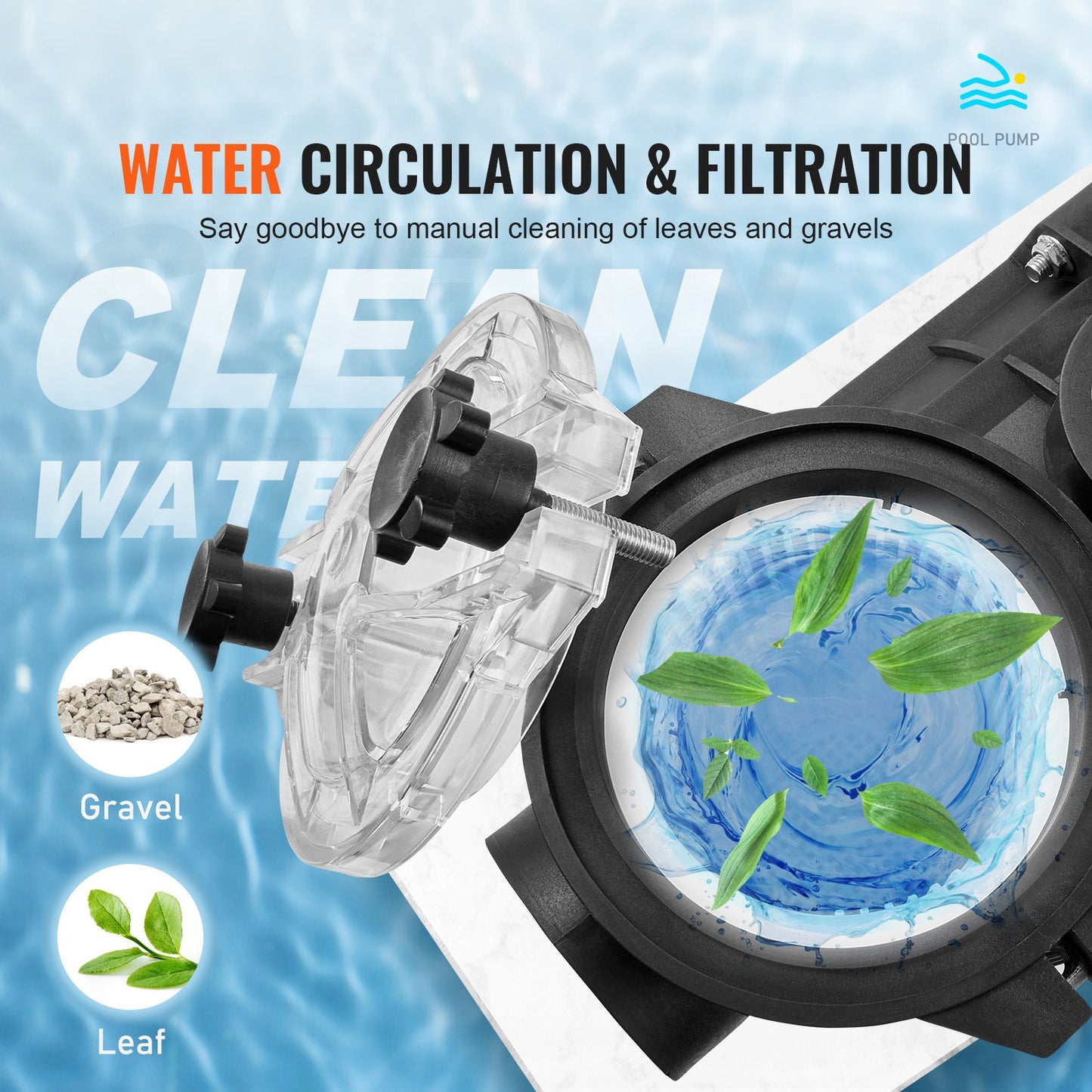 Poolpump 2,5HP 120GPM Maxflöde Enkelhastighetsfilterpump 220V 2850RPM 50ft Max Head Poolpump med filterkorg för pooler ovanjordsbadkar Spas