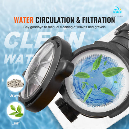 Above Ground Pool Pump, 1HP, 80 GPM Max. Flow Single Speed Swimming Pool Pump, 110V/240V 3450RPM 34.4ft Max. Head Pool Pump with Filter Basket, for Above Ground Pools Hot Tubs Spas