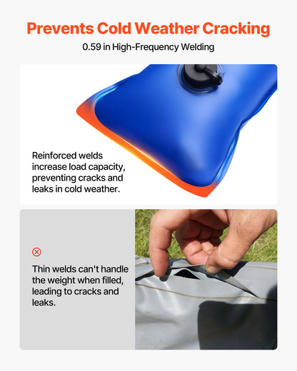Pool Cover Water Bags Set, 6 Packs 8 Ft Single Chamber Pool Cover Water Bags & 4 Corner Tubes, 0.4mm Thick PVC Bag Weights with Leakproof Valve, for Winter Inground Swimming-Pool Covers