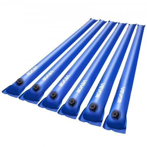 Pool Cover Water Bags, 6 Packs 4 Ft, Single Chamber Pool Cover Water Tubes, 0.4mm Thick PVC Bags Weights with Leakproof Screw Cap, for Inground Swimming-Pool Covers Winter Closing, Blue