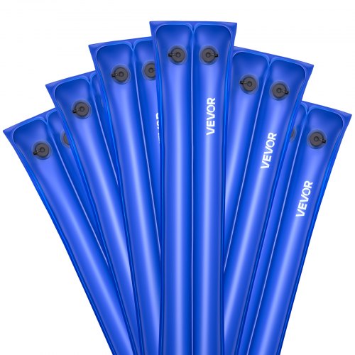 Pool Cover Water Bags, 6 Packs 8 Ft, Double Chamber Pool Cover Water Tubes, 0.4mm Thick PVC Bags Weights with Leakproof Screw Cap, for Inground Swimming-Pool Covers Winter Closing, Blue