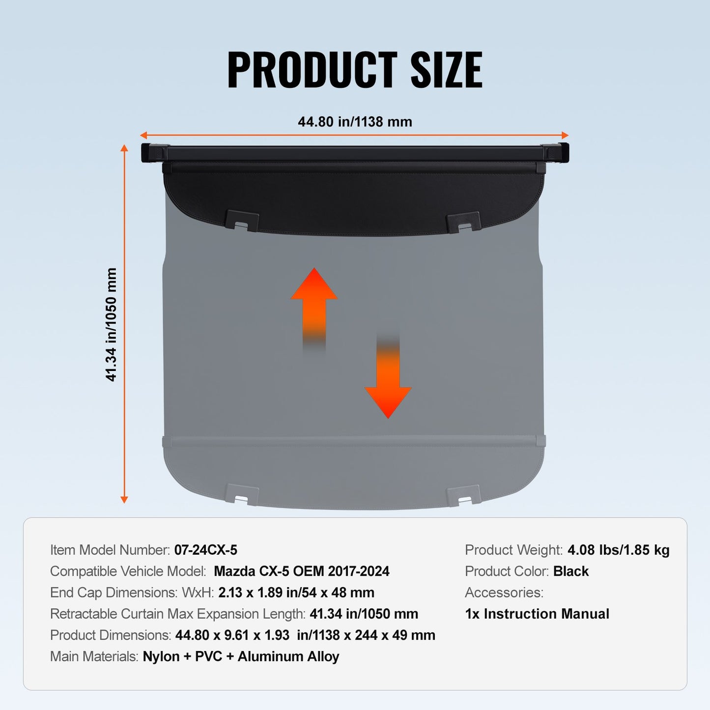 Einziehbare Laderaumabdeckung für Mazda CX-5 2017-2024 Verbesserte Heckklappe