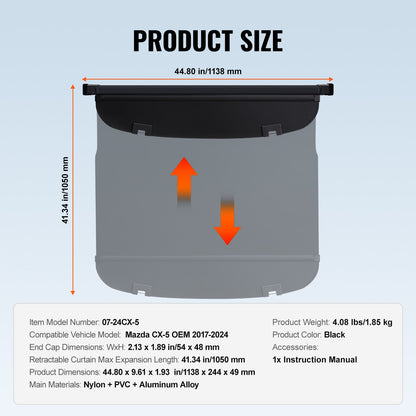 Einziehbare Laderaumabdeckung für Mazda CX-5 2017-2024 Verbesserte Heckklappe