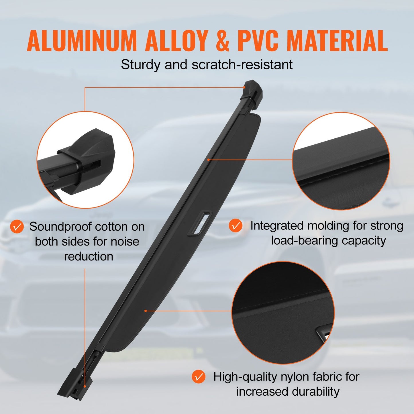 Infällbart lastskydd för Jeep Grand Cherokee 2 Row 2022-2024 OEM-design