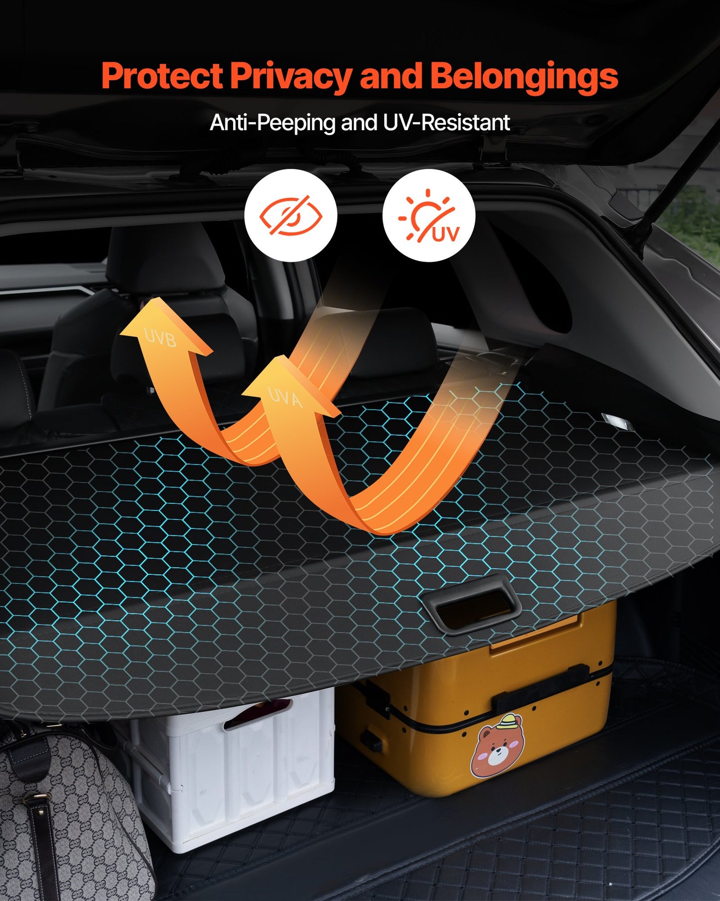 Retractable Cargo Cover, Premium Leather Texture Trunk Cover, Anti-Peeping Luggage Privacy Shield, Easy Installation Security Shade, Car Accessories, for Kia Sportage 2023-2025 5-Seater