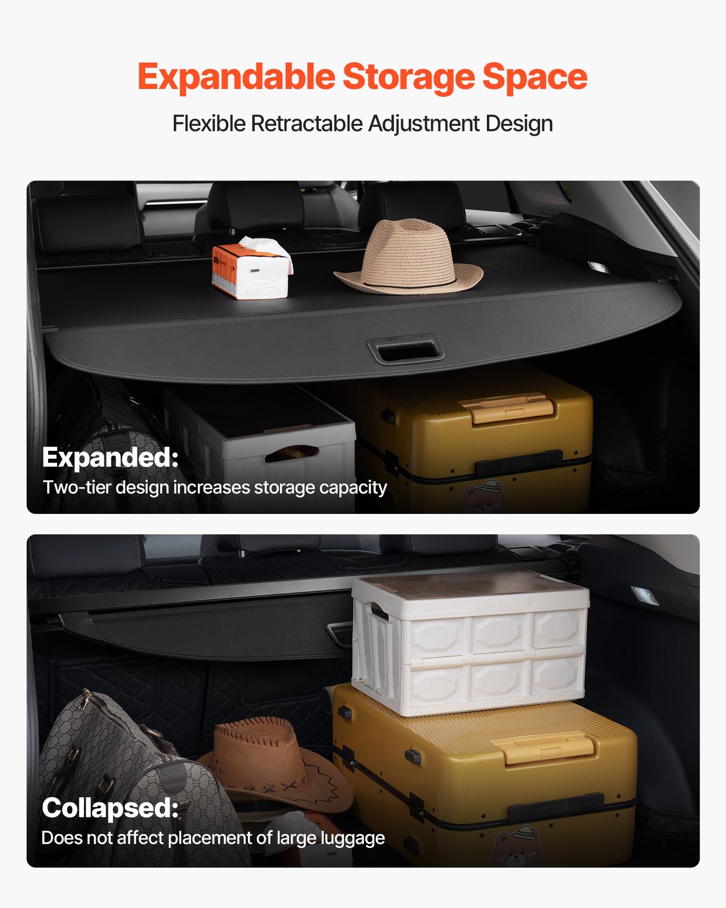Retractable Cargo Cover, Premium Leather Texture Trunk Cover, Anti-Peeping Luggage Privacy Shield, Easy Installation Security Shade, Car Accessories, for Kia Sportage 2023-2025 5-Seater