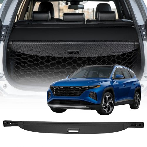 Retractable Cargo Cover, Upgraded Carbon Fiber Texture Trunk Cover, Anti-Peeping Luggage Privacy Shield, Easy Installation Security Shade with Cargo Net, for Hyundai Tucson 2021-2025 5-Seater