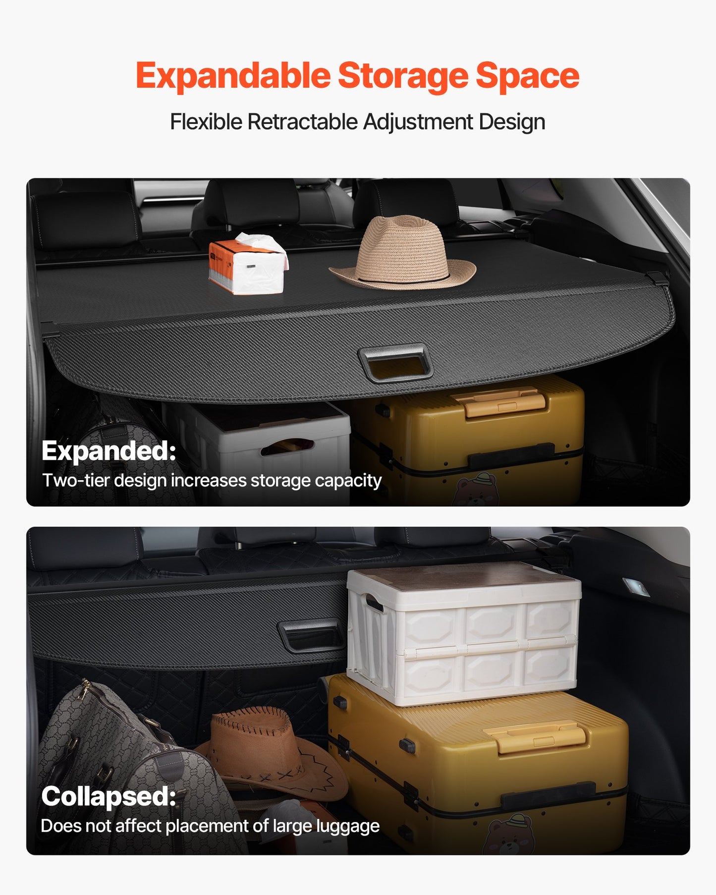 Retractable Cargo Cover, Upgraded Carbon Fiber Texture Trunk Cover, Anti-Peeping Luggage Privacy Shield, Easy Installation Security Shade Car Accessories, for Toyota RAV4 2019-2025 5-Seater