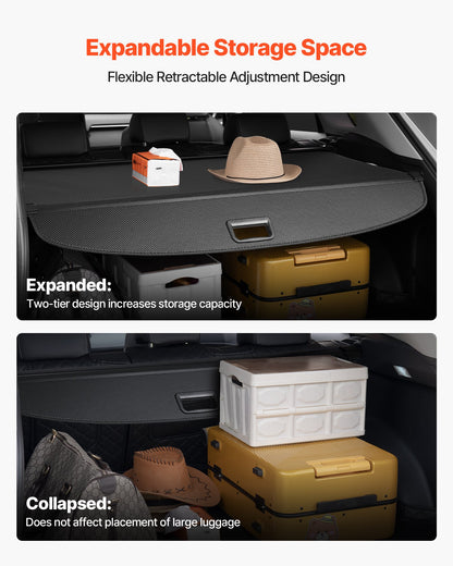 Retractable Cargo Cover, Upgraded Carbon Fiber Texture Trunk Cover, Anti-Peeping Luggage Privacy Shield, Easy Installation Security Shade Car Accessories, for Toyota RAV4 2019-2025 5-Seater