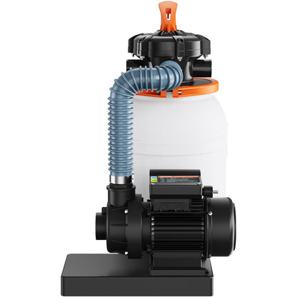 Sand Filter Pump for Above Ground Pools, 10-inch, 1585 GPH, 0.33 HP Swimming Pool Pumps System & Filters Combo Set with 5-Way Multi-Port Valve & Pressure Gauge, for Domestic and Commercial Pools