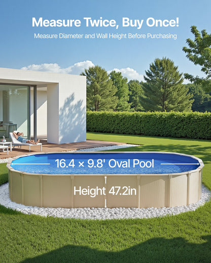 Ovale Poolfolie, 4,9 x 2,9 m, Unibead-Poolfolie, Wandhöhe 120 cm