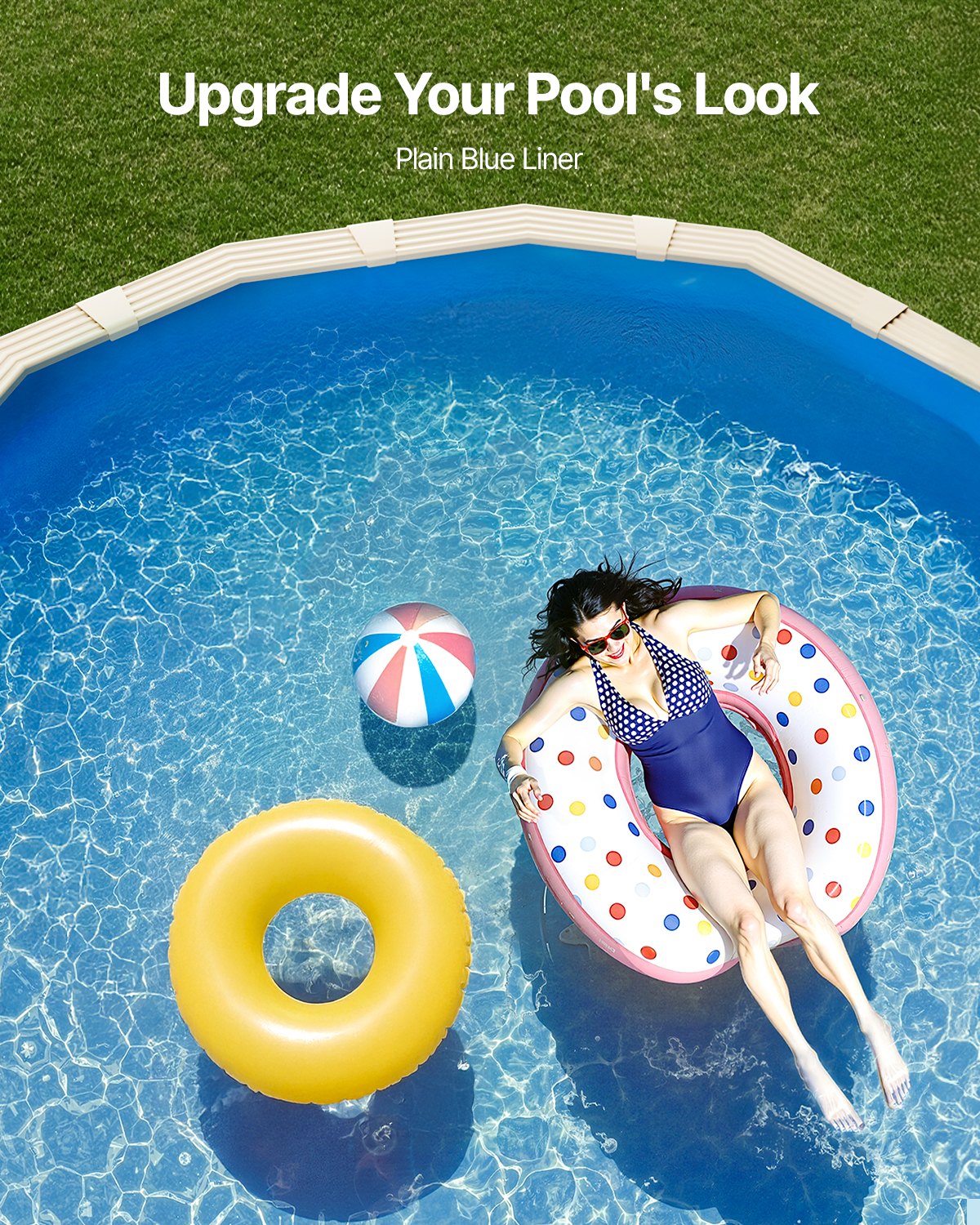 Ovale Poolfolie, 4,9 x 2,9 m, Unibead-Poolfolie, Wandhöhe 120 cm