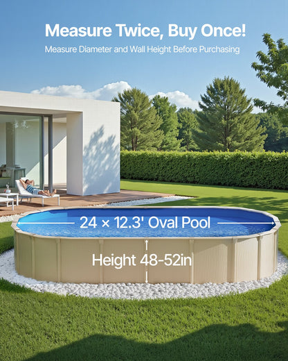 Ovale Poolfolie, 7,3 x 3,7 m, Überlapp-Poolfolie, 132 cm Wandhöhe