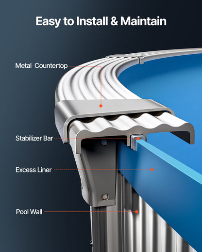 Ovale Poolfolie, 7,3 x 3,7 m, Überlapp-Poolfolie, 132 cm Wandhöhe