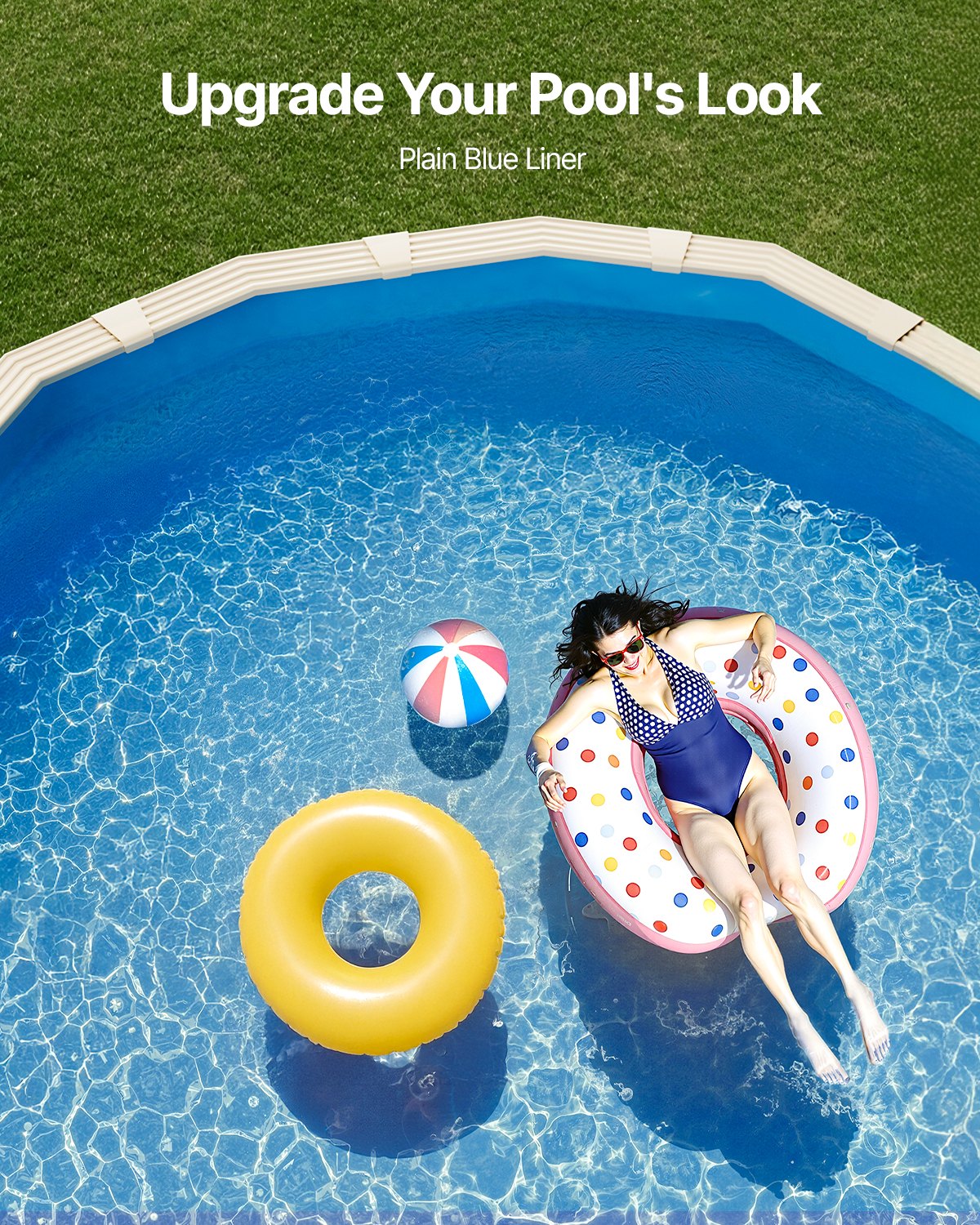 Ovale Poolfolie, 7,3 x 3,7 m, Überlapp-Poolfolie, 132 cm Wandhöhe