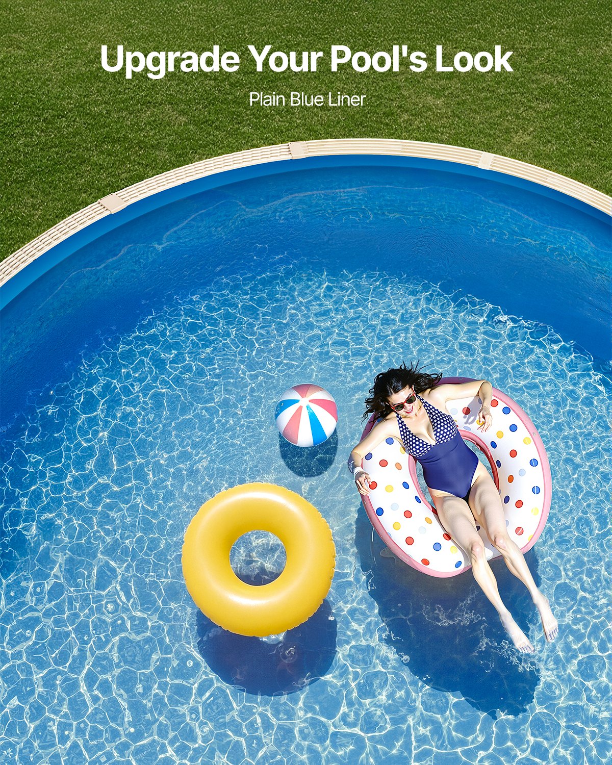 Round Pool Liner 18ft Overlapp Pool Liner 52in Vägghöjd Enfärgad färg