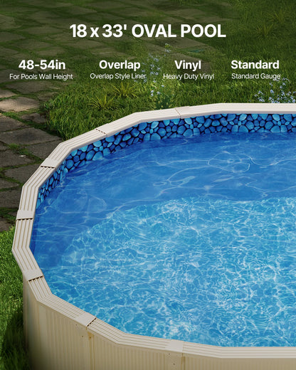 Oval Pool Liner 18x33ft Overlap Style Pool Liner 54in Wall Height