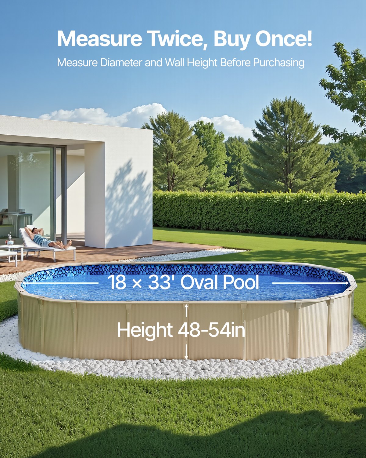 Oval Pool Liner 18x33ft Overlap Style Pool Liner 54in Wall Height