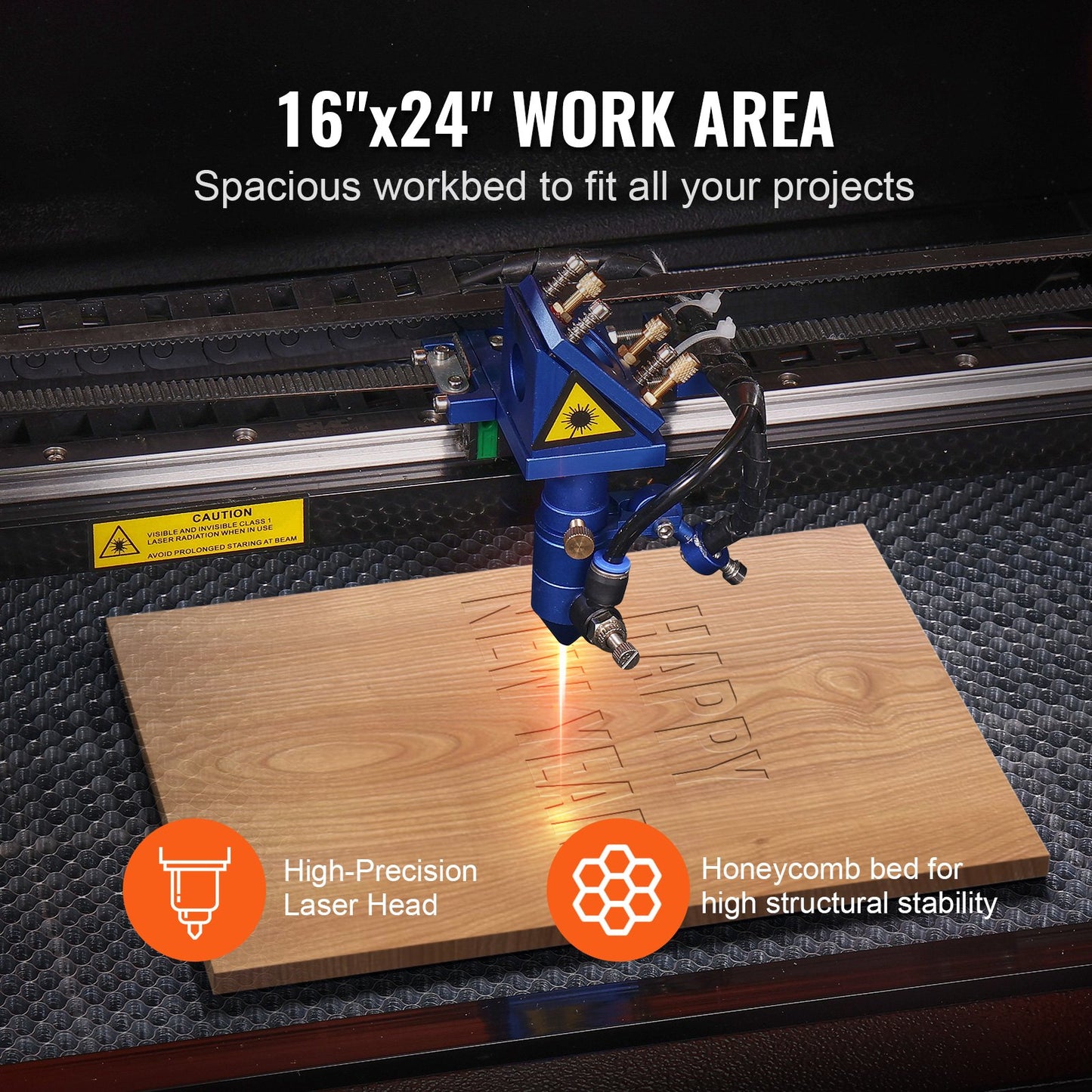 60W CO2 Laser Engraver, 16 x 24 in, 19.7 IPS Laser Cutter Machine with 2-Way Pass Air Assist, Compatible with LightBurn, CorelDRAW, AutoCAD, Windows, Mac OS, Linux, for Wood Acrylic Fabric More