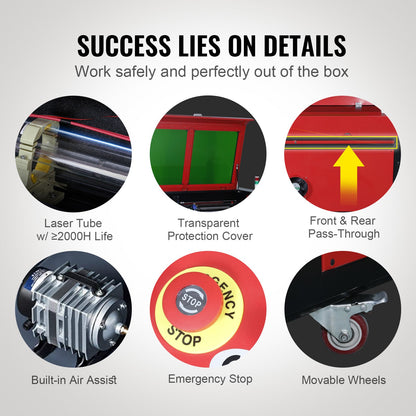 60W CO2 Laser Engraver, 16 x 24 in, 19.7 IPS Laser Cutter Machine with 2-Way Pass Air Assist, Compatible with LightBurn, CorelDRAW, AutoCAD, Windows, Mac OS, Linux, for Wood Acrylic Fabric More