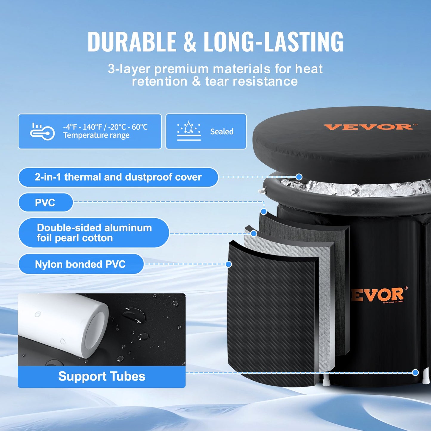 Eisbad für Sportler Kaltwassertherapie Stoppbad Aufblasbare Badewanne